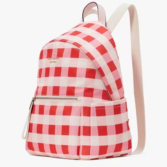 🔹️Kate Spade 🔹️Chelsea Gingham Check Printed Nylon Medium Backpack ✨️❤️ - Picture 2 of 8